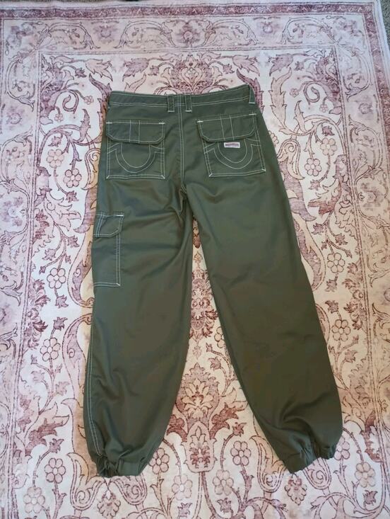True Religion Pants - True Religion Bobbi Baggy Cargo Joggers Womens 26 Green Streetwear Utility
